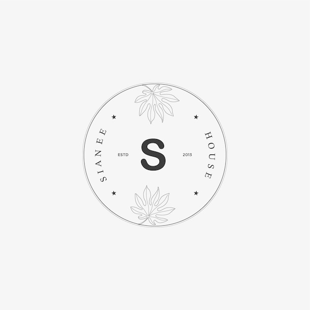 S Letter Logo con concepto floral creativo para empresa negocio belleza bienes raíces Vector Premium
