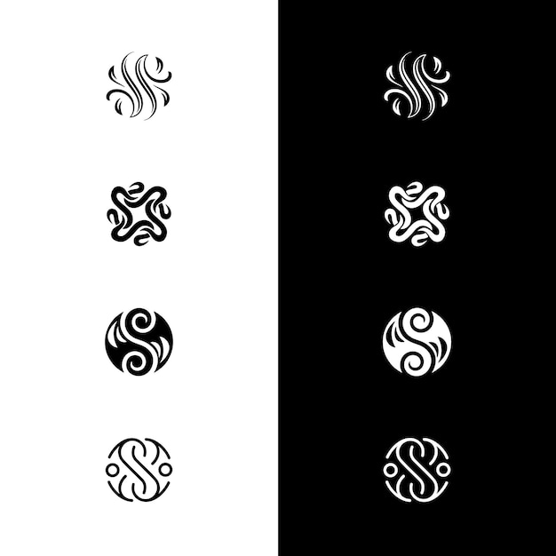 s logotipo inicial en estilo abstracto