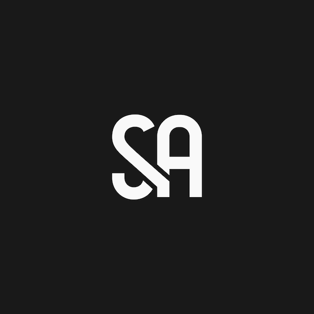 SA monograma concepto de diseño de logotipo mínimo Ilustración vectorial objeto aislado sobre fondo negro