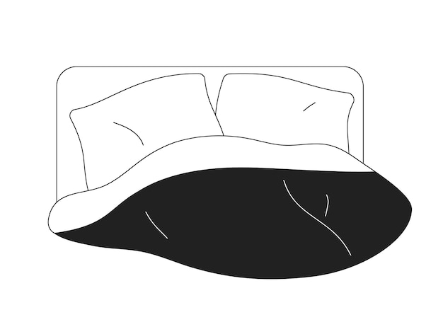 Sábanas y almohadas para dormir bien monocromo objeto vectorial plano