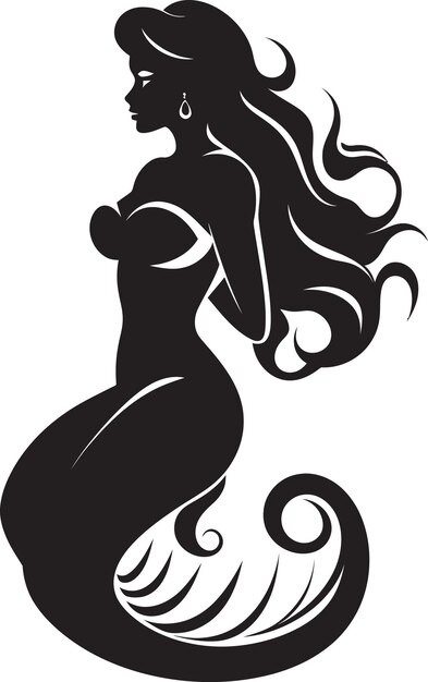 Vector sable sirenas serenada sirena negra icono de la marea nocturna sirena negro vector