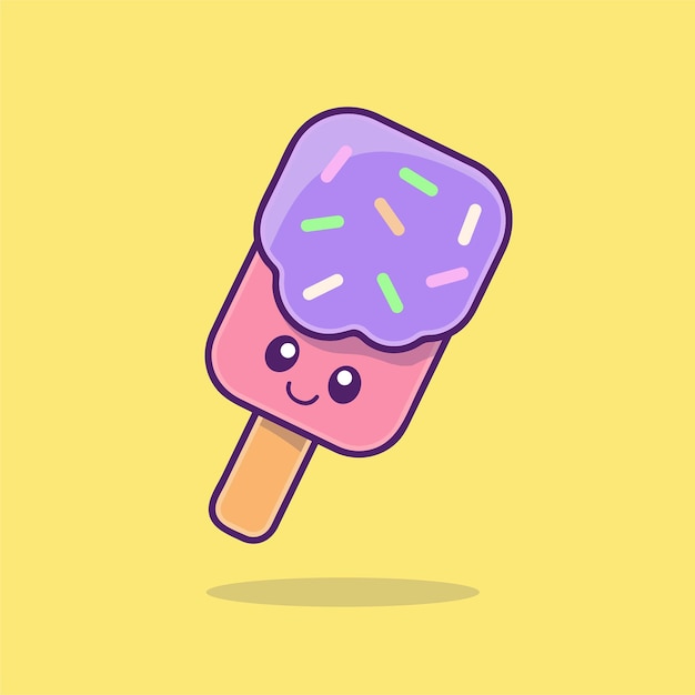 El sabor del helado, el sorbete, el popsicle, el clipart, el dibujo animado, el estilo chibi, la ilustración vectorial.