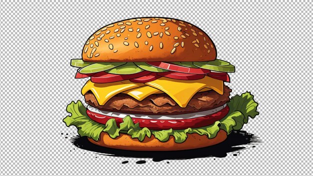 Vector sabrosa gran hamburguesa con queso clásica en fondo blanco aislado png