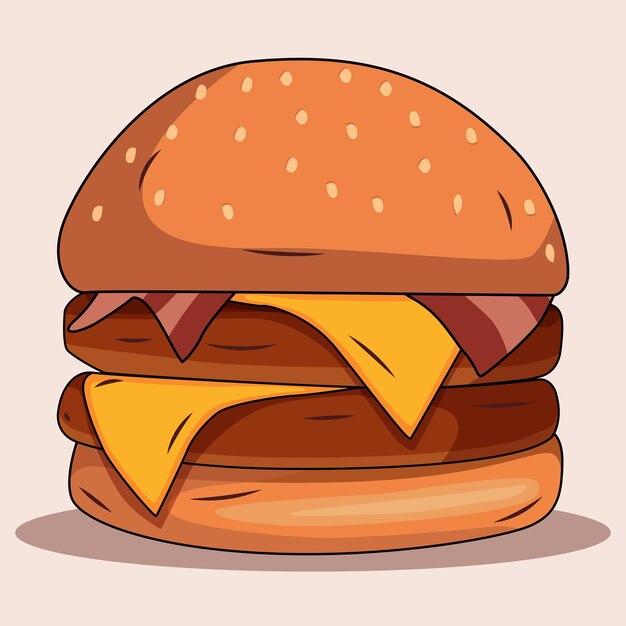 sabrosa hamburguesa con carne. Objeto aislado vectorial