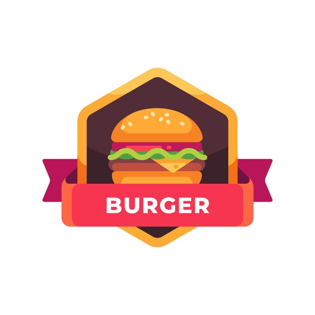 Sabrosa hamburguesa con queso y ensalada. Etiqueta de comida rápida