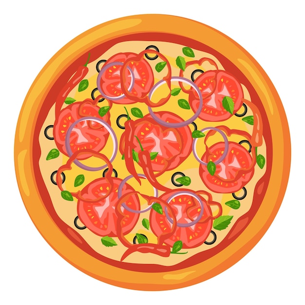 Vector sabrosa pizza italiana vista superior icono de comida deliciosa