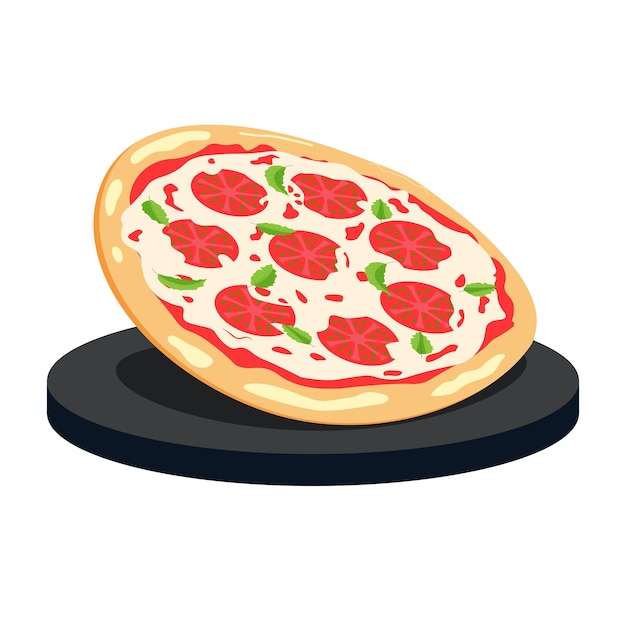 Sabrosa pizza margarita Ilustración de comida rápida