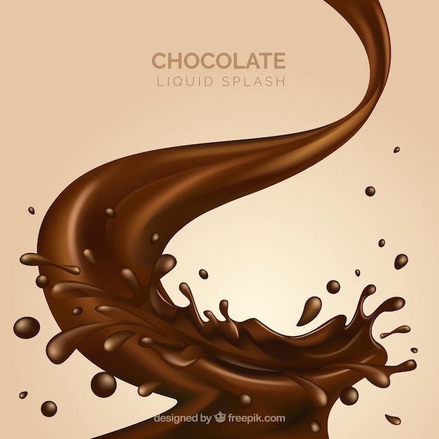 Vector sabrosa salpicadura de chocolate líquido en estilo realista