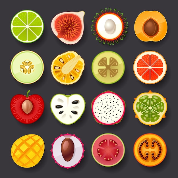 sabroso vector icono conjunto de frutas 2