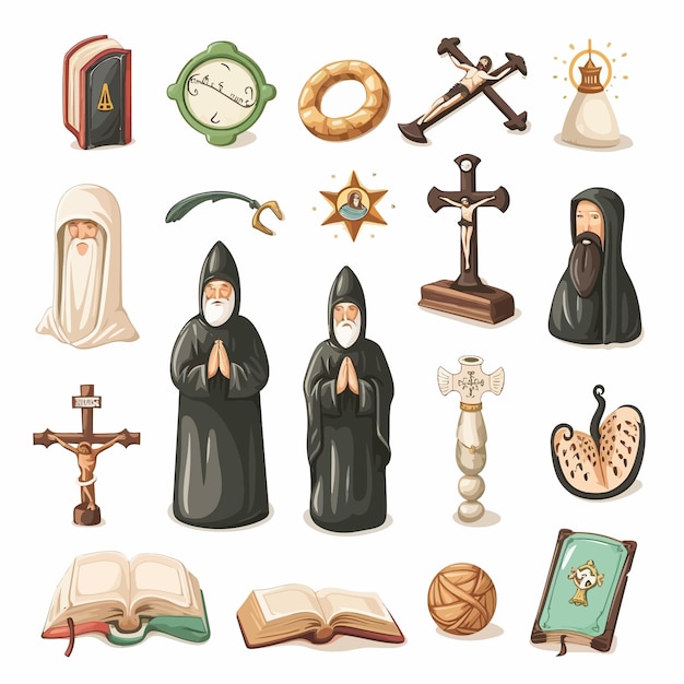 Sacerdote_y_religio_iconas_o_símbolos_vector