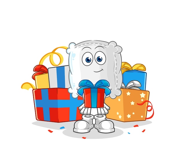 Saco de azúcar dar regalos mascota vector de dibujos animados