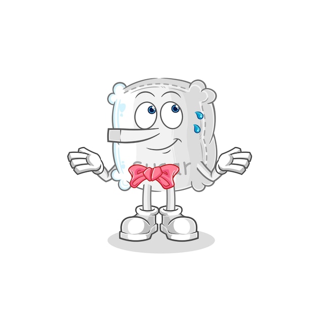 El saco de azúcar miente como el vector de la mascota de dibujos animados del personaje de Pinocho