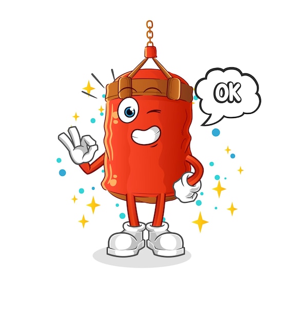 Saco de boxeo de acuerdo vector de dibujos animados mascota