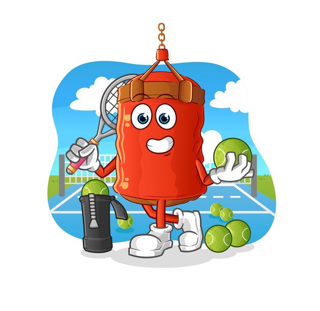 Saco de boxeo juega vector de caracteres de ilustración de tenis