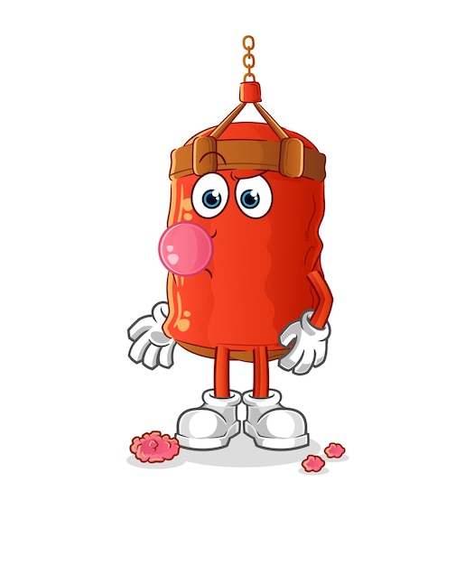 Saco de boxeo vector de goma de mascar. personaje animado
