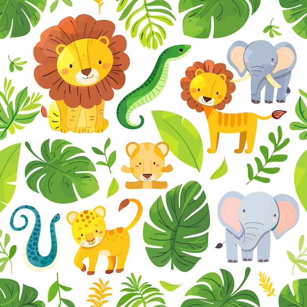 Vector safari_childish_seamless_pattern_vector