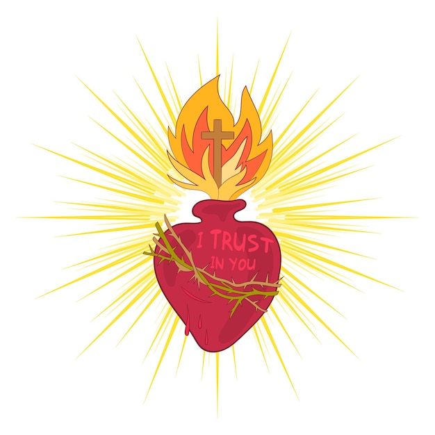 Vector el sagrado corazón de jesús símbolo católico