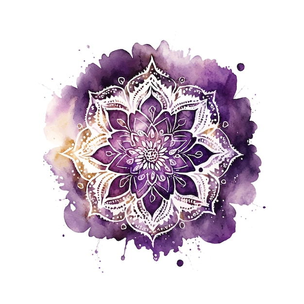 Vector sahasrara chakra mandala acuarela vector ilustración aislada