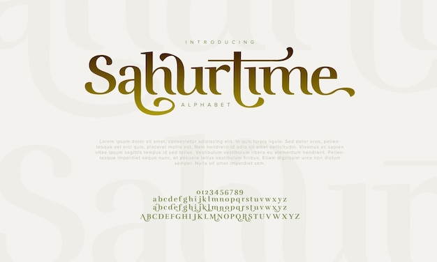 Sahur tiempo premium lujo romadhon letras y números del alfabeto elegante tipografía de bodas islámica r
