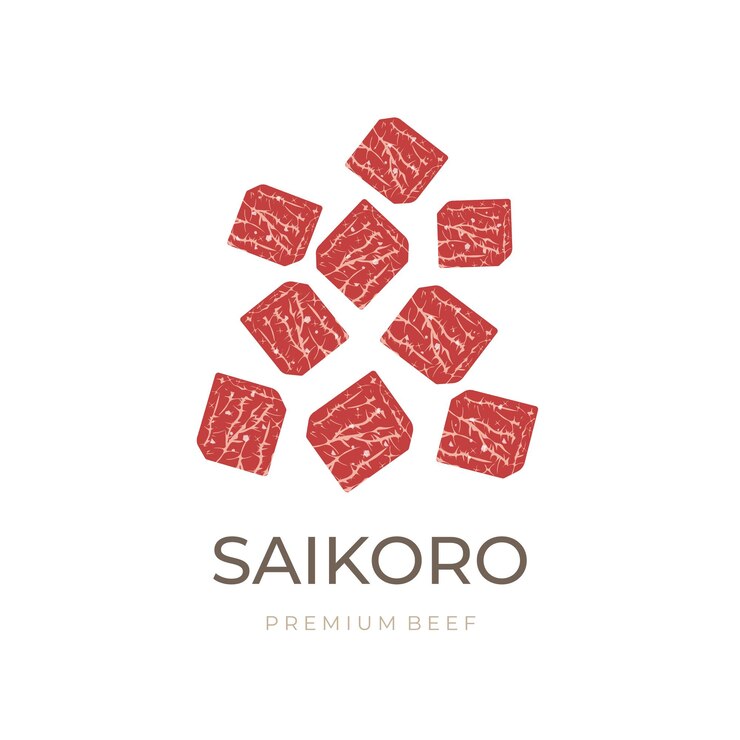 Saikoro Beef Wagyu Meltique Vector Ilustración Logo