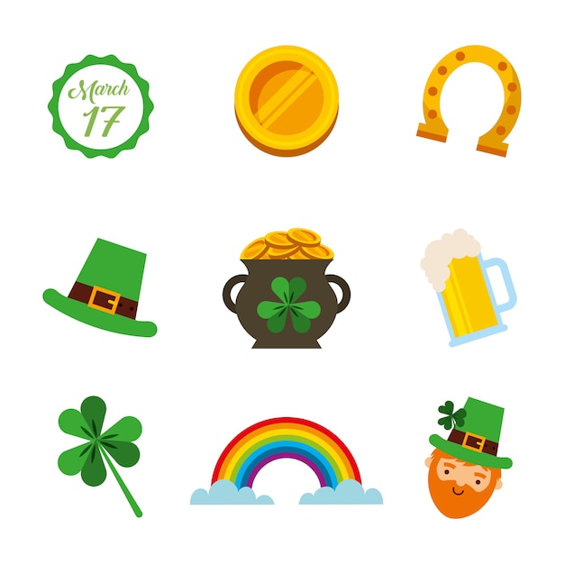 Vector saint patricks day celebration party icons symbol