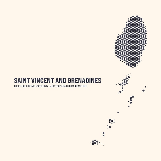 Saint Vincent y las Granadinas Patrón hexagonal de medio tono vectorial del mapa