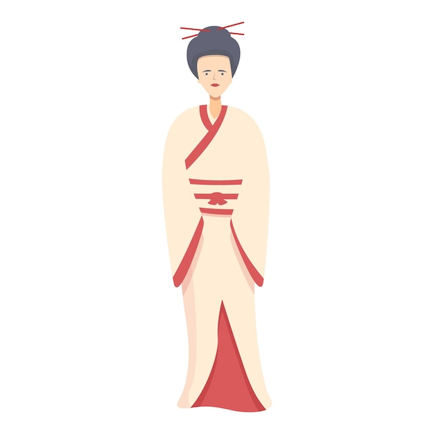Sakura geisha icono dibujos animados vector japonés mujer niña flor