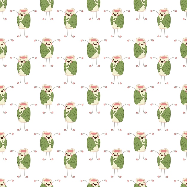 Sakura mochi pattern22 Patrón sin costuras con lindo personaje mochi Doodle ilustración vectorial de dibujos animados