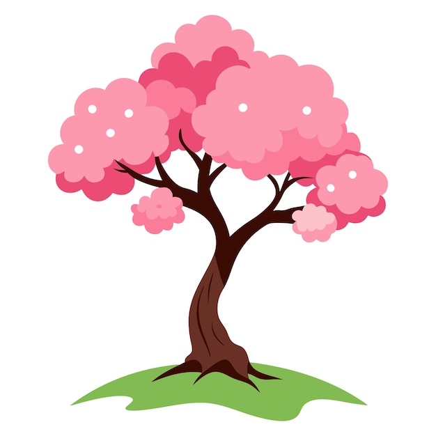 Sakura o flor de cerezo rosado Vector acuarela árbol de flores en flor o lado del bosque