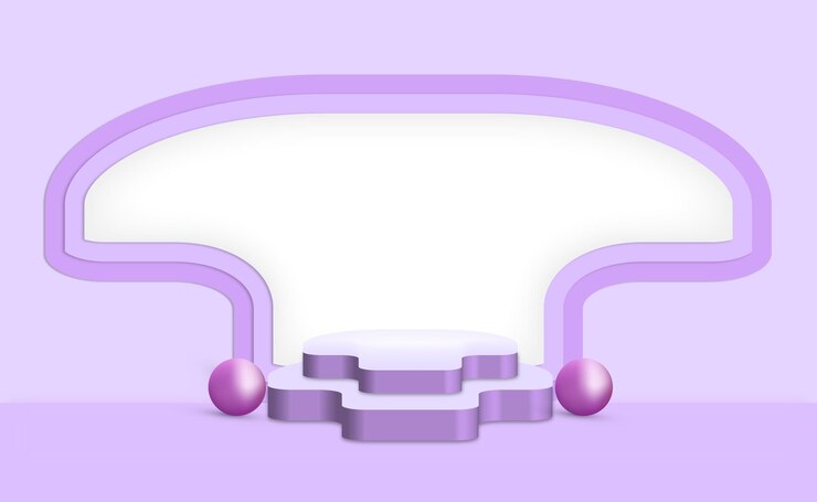 Vector sala 3d de lavanda abstracta con un conjunto de un pedestal de cilindro blanco púrpura realista en el podio mínimo