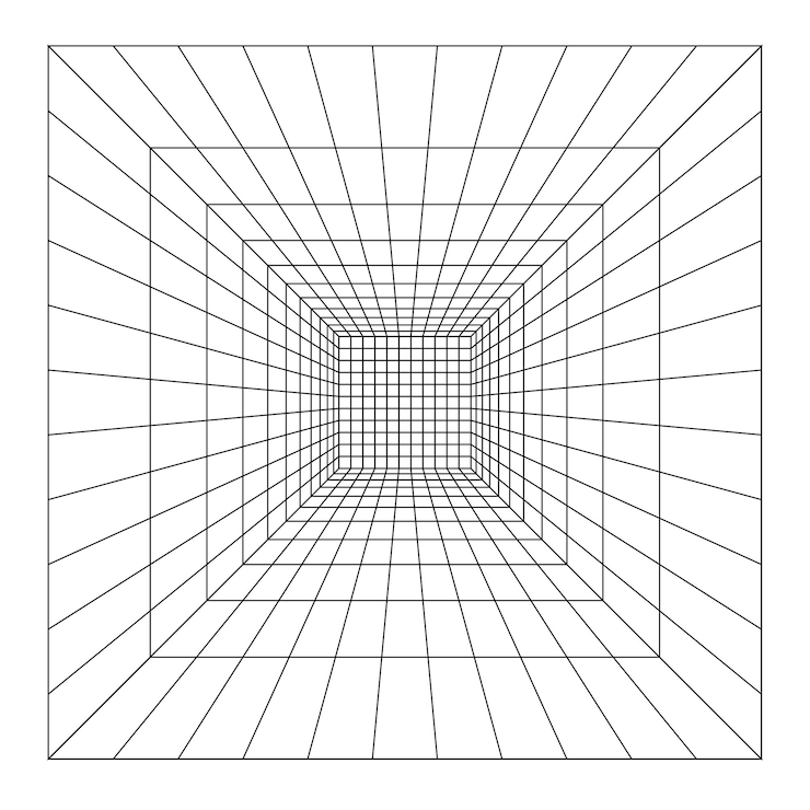 Vector sala blanca de perspectiva de cuadrícula con fondo de estructura metálica gris estructura metálica 3d de cuadrícula