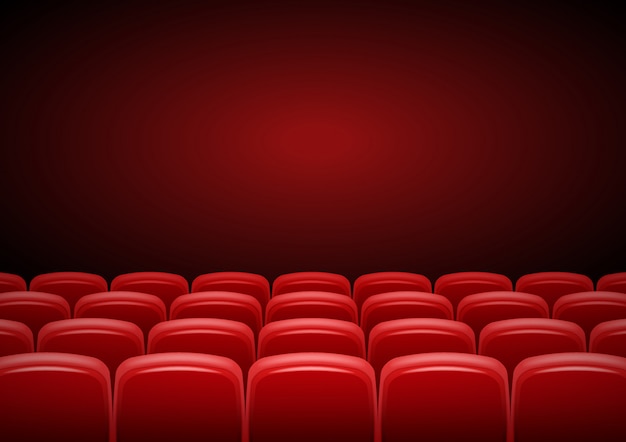 Sala de cine con asientos rojos, showtime ilustración.
