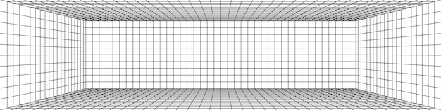 Sala de cuadrícula de perspectiva de un punto digital 3D