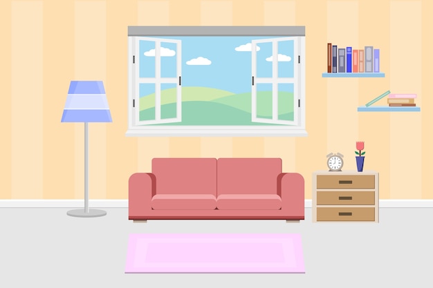Sala de estar interior con muebles y ventana
