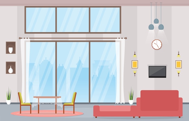 Sala de estar de lujo de lujo Ático Apartamento Muebles interiores