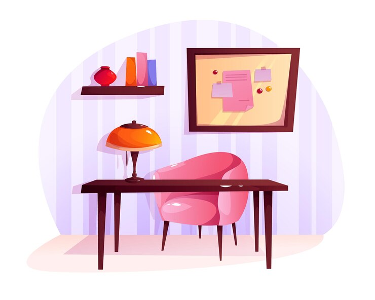 Sala en estilo vectorial de dibujos animados Ilustración de la sala de estar