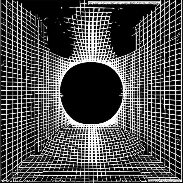 Vector sala de estructura alámbrica 3d colorida sobre fondo oscuro cuadrícula de perspectiva abstracta ilustración vectorial