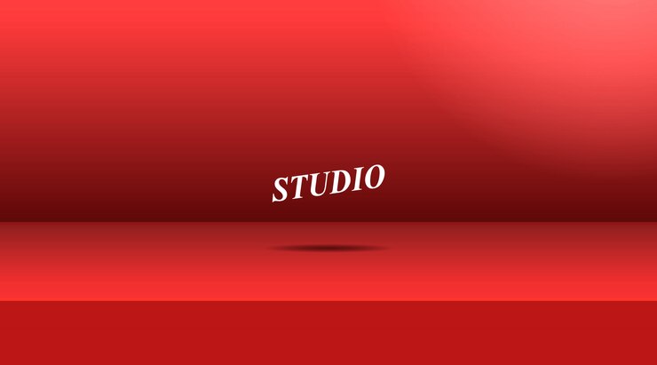 Sala de mesa de estudio de color rojo vivo vacío.