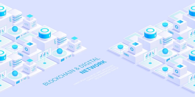 Sala de servidores isométricos vectoriales computadora cuántica centro de datos de almacenamiento en la nube alojamiento web