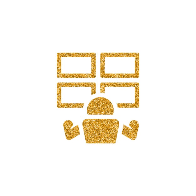 Sala de vigilancia icono oro brillo textura vector ilustración