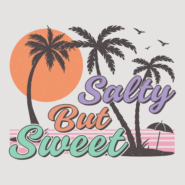 Salada pero dulce playa de surf Sunset Lake diseño de camiseta de sublimación de verano vintage