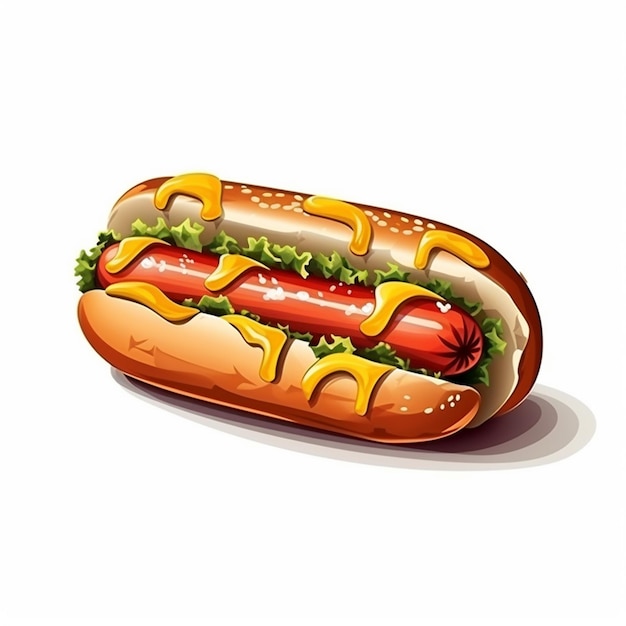 Vector salchicha hot dog vector comida ilustración pan sándwich diseño caliente rápido carne perro americano