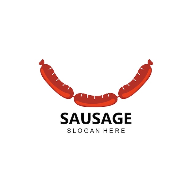 Salchicha a la parrilla logo vector símbolo barbacoa carne concepto retro