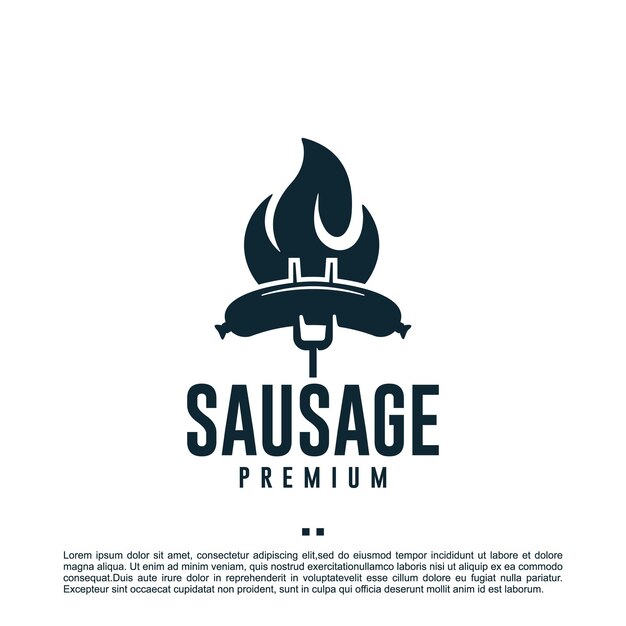 Salchicha, parrilla, plantilla de diseño de logotipo