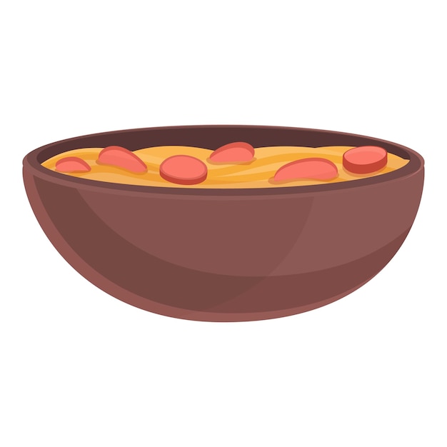 Salchicha sopa icono dibujos animados vector comida carne plato cena comida