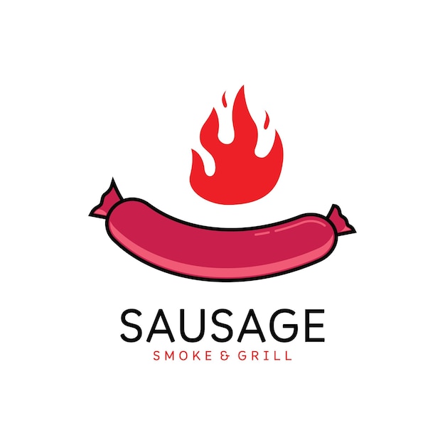 Salchicha Vector Ilustración Diseño Comida Callejera Logo Ícono