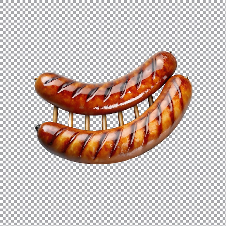 Vector salchichas a la parrilla aisladas sobre un fondo transparente