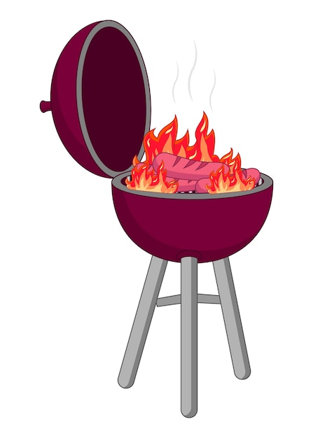 Salchichas de vector libre cocinando en la ilustración de la parrilla