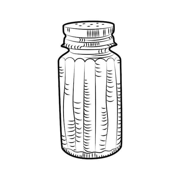 Salero aislado sobre fondo blanco. ingrediente activo. Ilustración de vector de condimentos de alimentos