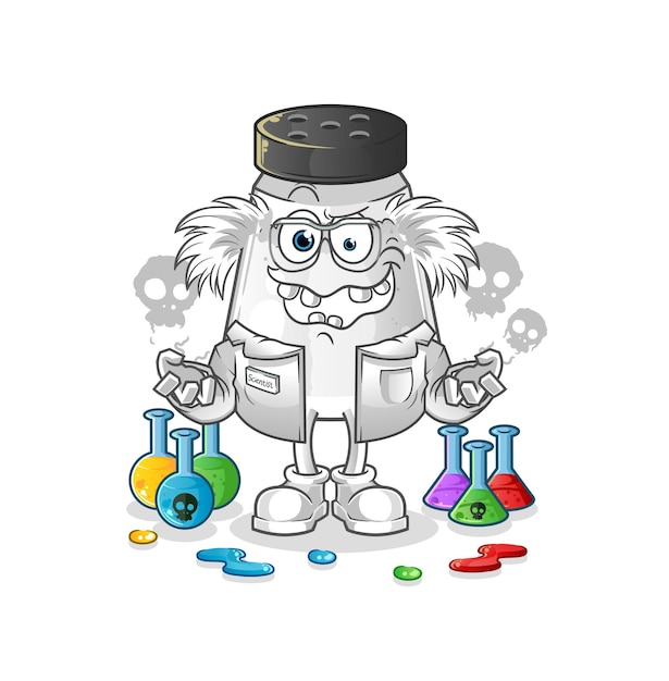 Salero científico loco ilustración vector de caracteres